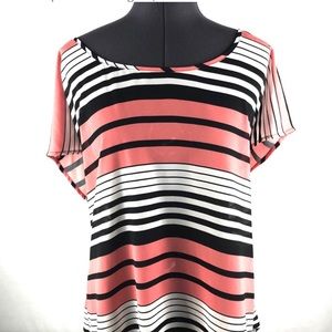 Torrid Size 2 Orange and Black Striped Open-Back Blouse
